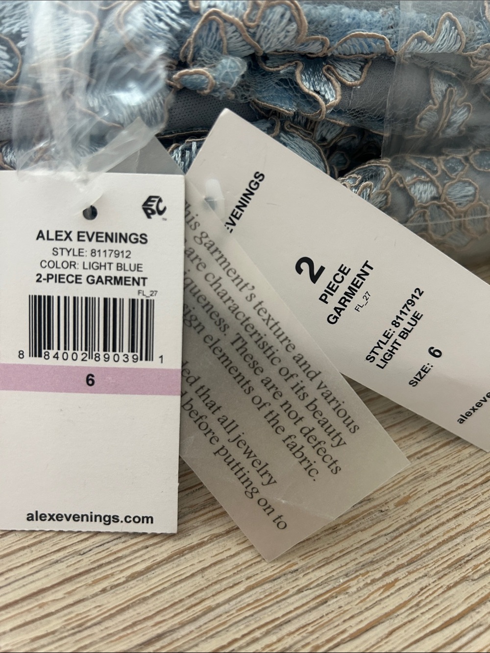 Alex Evenings Powder Blue Lace Maxi Gown with Chiffon Shawl - Picture 3 of 4